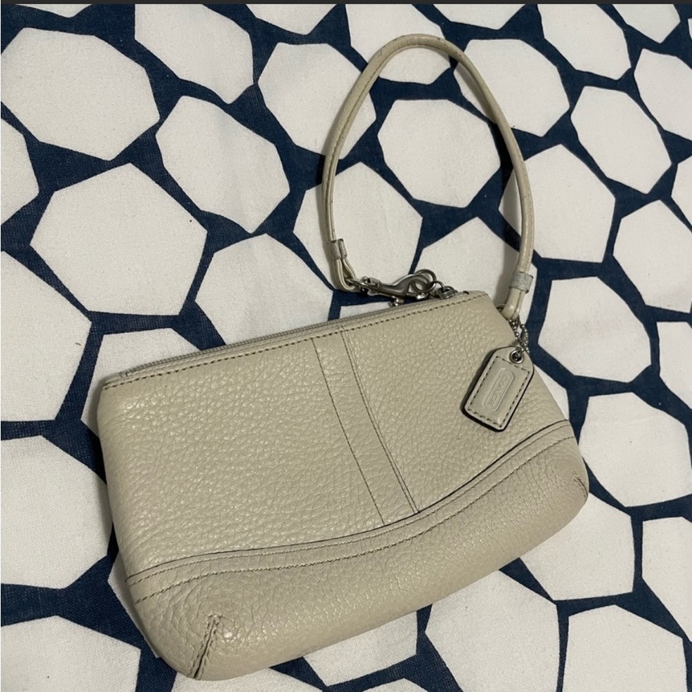 Cream Leather Coach Wristlet